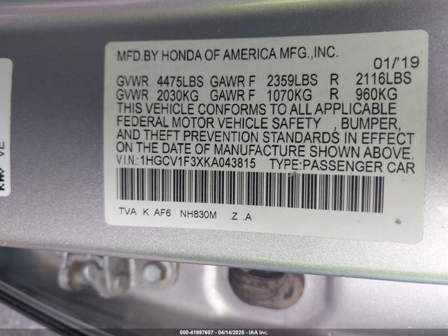 1HGCV1F3XKA043815 Honda Accord Sport