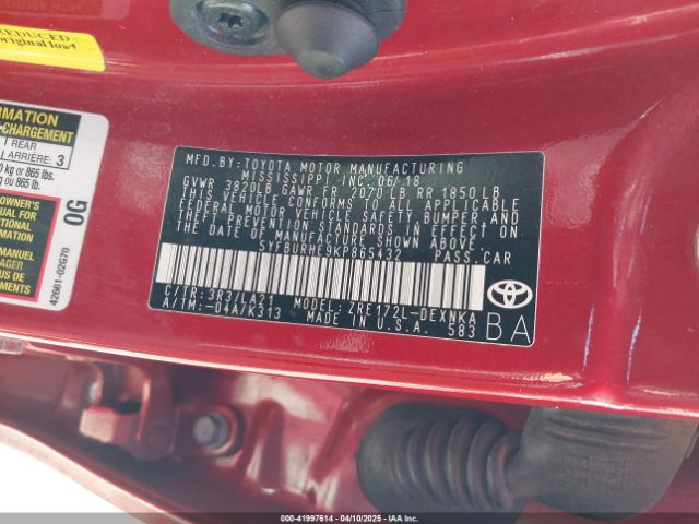 5YFBURHE9KP865432 Toyota Corolla Xle
