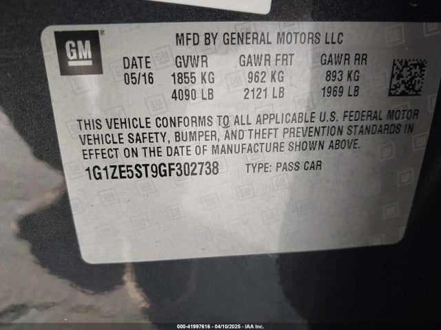 1G1ZE5ST9GF302738 Chevrolet MALIBU 1LT