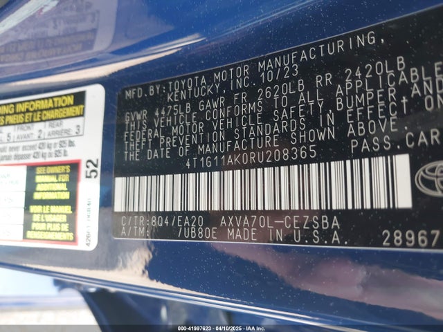 4T1G11AK0RU208365 Toyota CAMRY SE