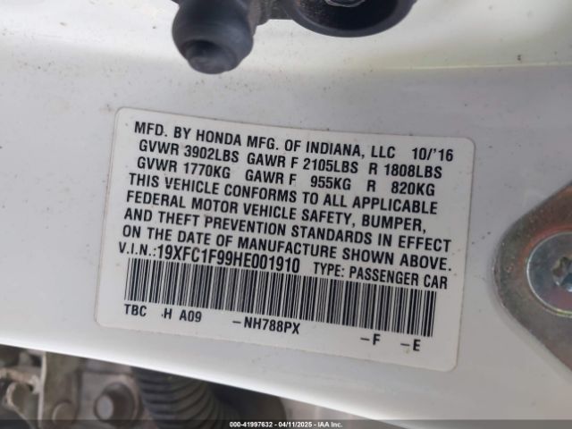19XFC1F99HE001910 Honda Civic Touring