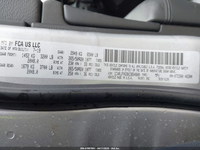 1C4RJFAG9KC854800 Jeep Grand Cherokee Altitude 4x4