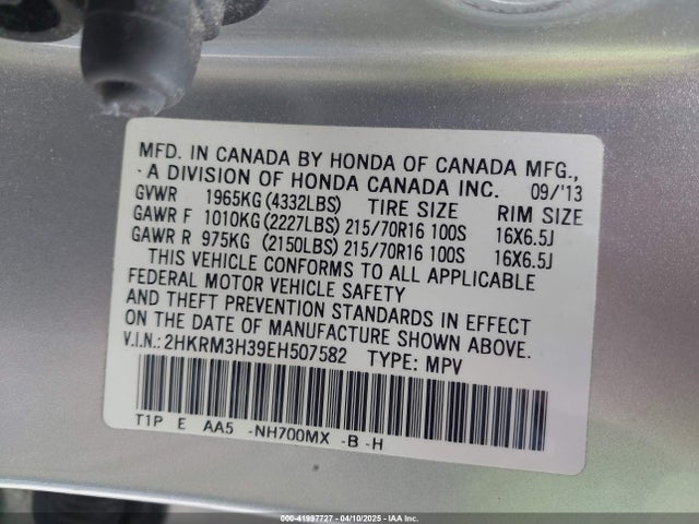 2HKRM3H39EH507582 Honda CR-V LX