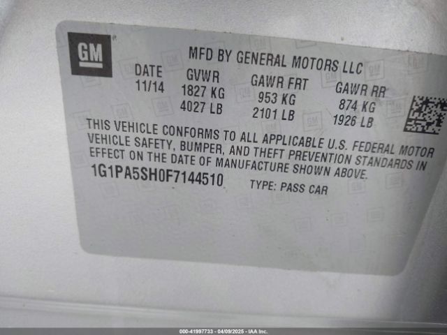 1G1PA5SH0F7144510 Chevrolet Cruze Ls Auto