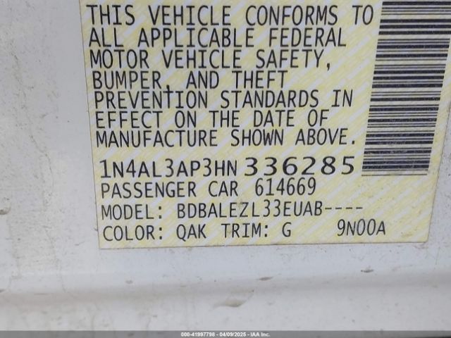 1N4AL3AP3HN336285 Nissan Altima 2.5 S