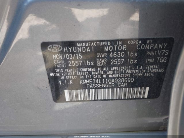 KMHE34L11GA028690 Hyundai Sonata Hybrid Limited