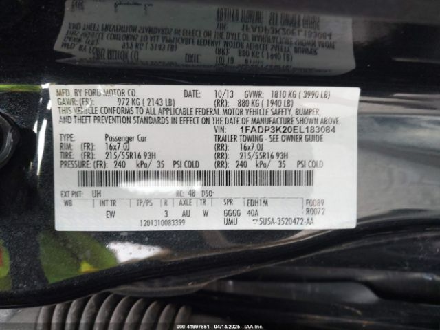 1FADP3K20EL183084 Ford FOCUS SE