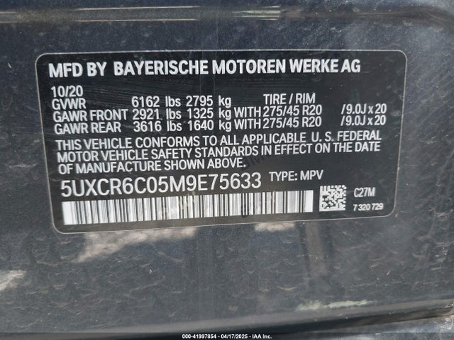 5UXCR6C05M9E75633 BMW X5