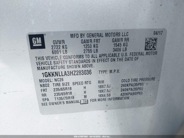 1GKKNLLA3HZ283036 GMC lcv - sidi: spark ignited direct injection, vvt: variable valve timing, dcvcp, e85 max, e0-e100, alum