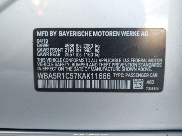 WBA5R1C57KAK11666 BMW 330I
