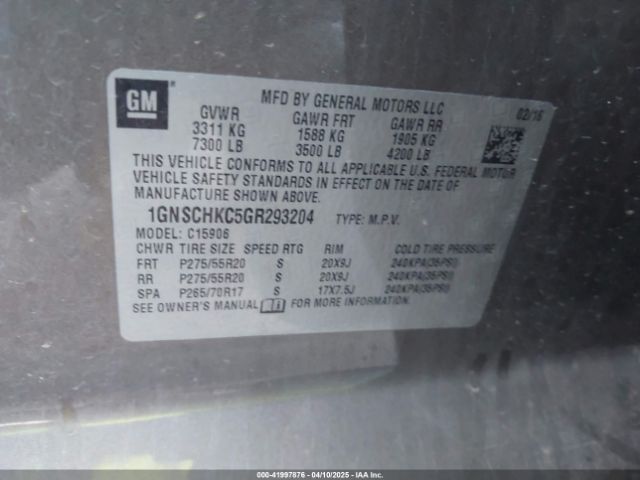 1GNSCHKC5GR293204 Chevrolet Suburban Lt
