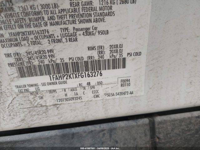 1FAHP2KTXFG163276 Ford TAURUS SHO