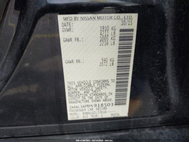 1N4AL3AP9FN918503 Nissan Altima 2.5 S