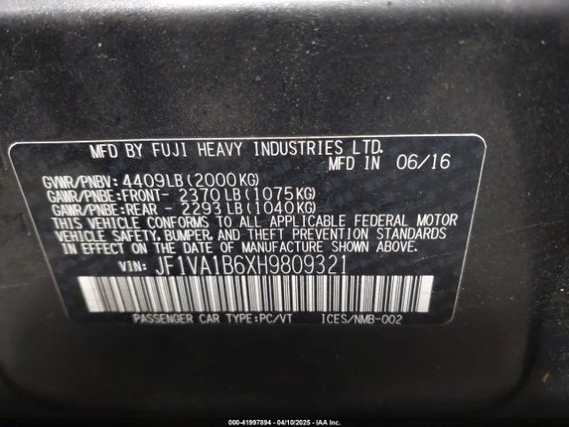 JF1VA1B6XH9809321 Subaru WRX