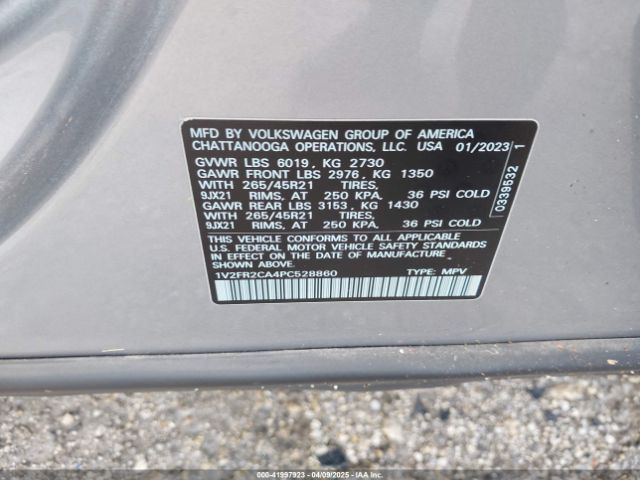 1V2FR2CA4PC528860 Volkswagen Atlas 3.6l V6 Sel Premium R-line