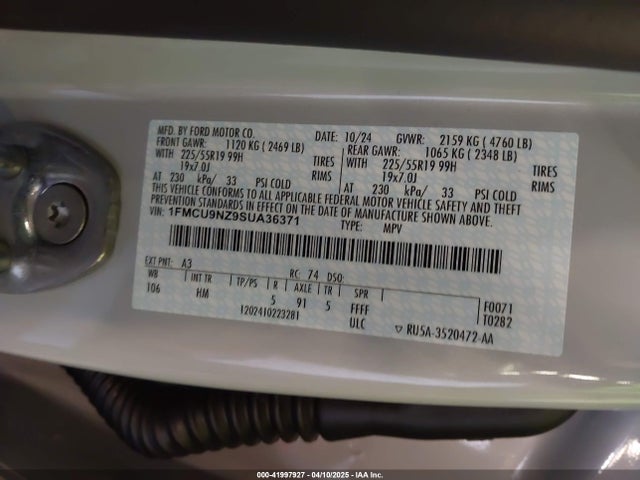 1FMCU9NZ9SUA36371 Ford Escape St-line Select