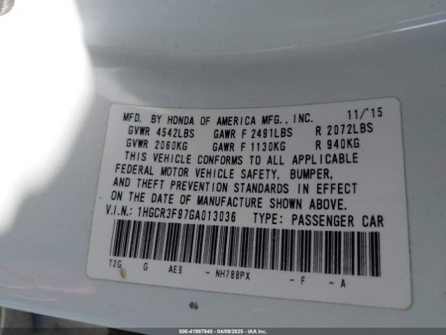 1HGCR3F97GA013036 Honda Accord Touring
