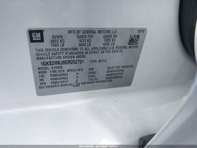 1GKS2HKJ8GR252791 GMC YUKON XL DENALI