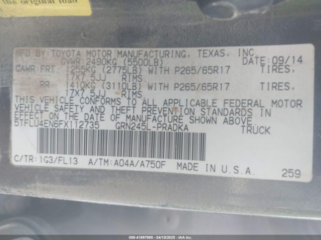 5TFLU4EN6FX112735 Toyota Tacoma Base V6