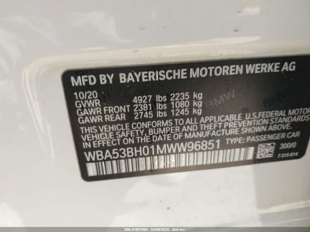 2021 BMW 530I WBA53BH01MWW96851 Photo 8