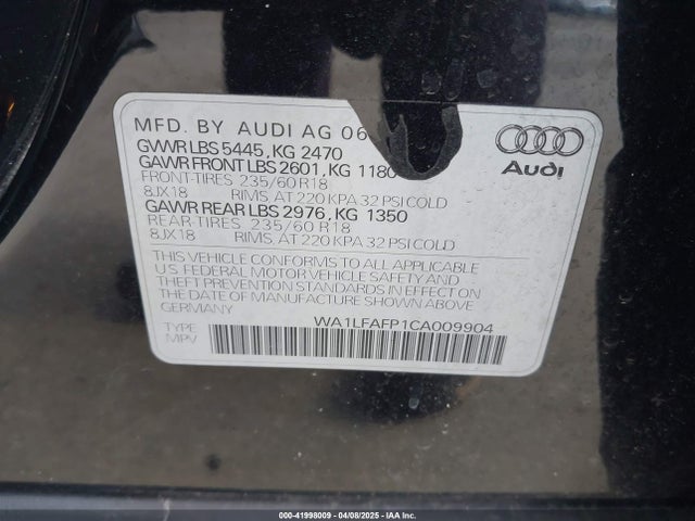 2012 AUDI Q5 WA1LFAFP1CA009904 Photo 8