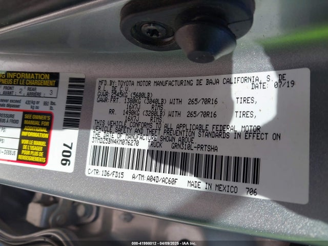 3TMDZ5BN4KM076270 Toyota Tacoma Trd Off Road