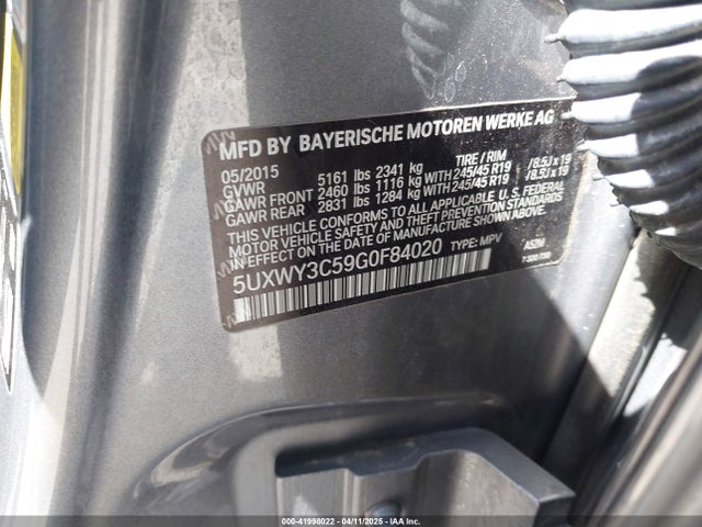 5UXWY3C59G0F84020 BMW 2016