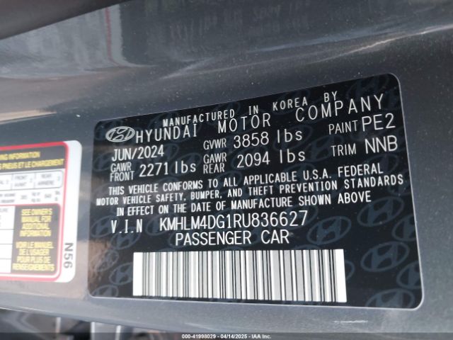 KMHLM4DG1RU836627 Hyundai ELANTRA SEL