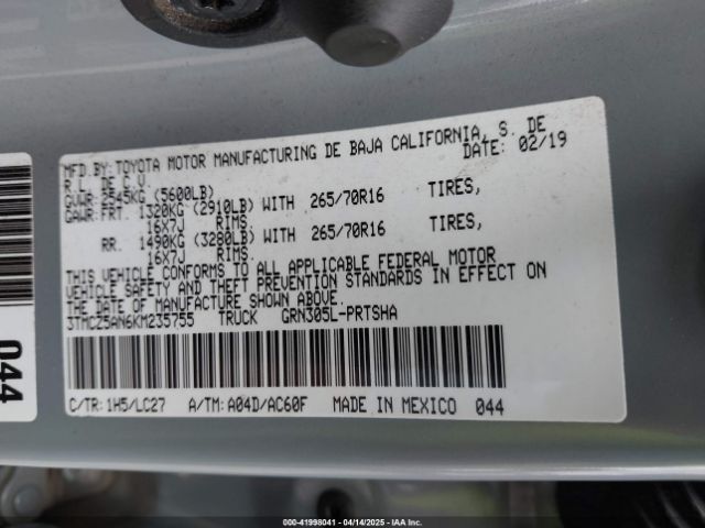 3TMCZ5AN6KM235755 Toyota Tacoma Trd Off Road
