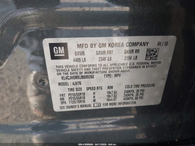 KL4CJHSMXJB699260 Buick le2 - direct injection, variable valve timing, alum, gen 1
