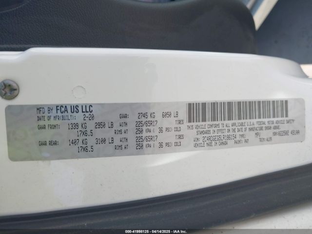 2C4RDGEG5LR186154 Dodge Grand Caravan Gt