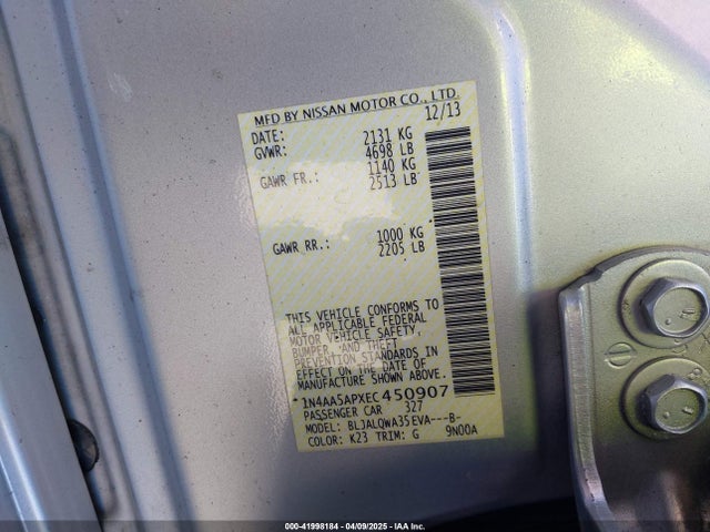 Nissan Maxima 3.5 S 2014 1N4AA5APXEC450907 Image 9