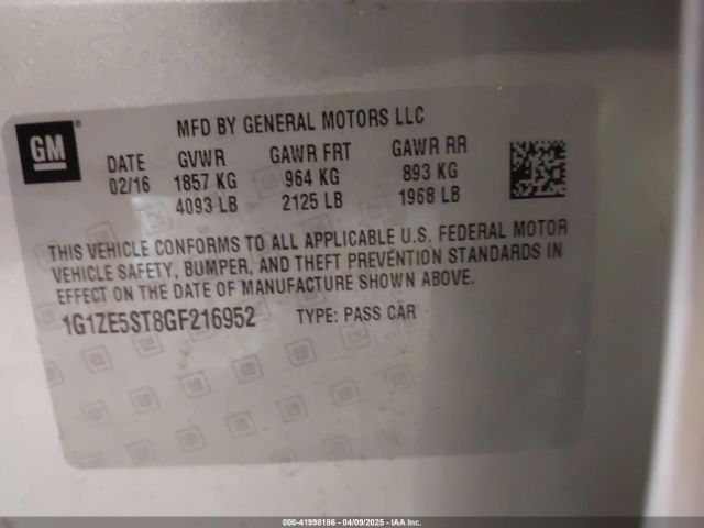 1G1ZE5ST8GF216952 Chevrolet MALIBU 1LT