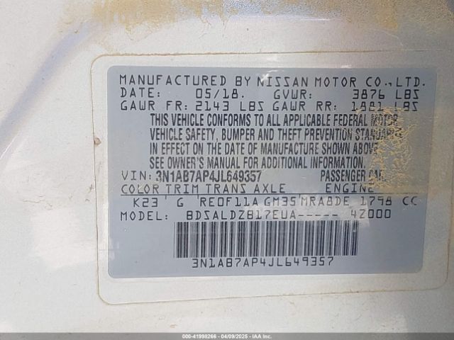 3N1AB7AP4JL649357 Nissan 2018