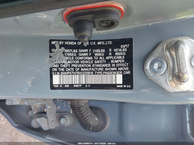SHHFK7H75HU225816 Honda Civic Ex-l