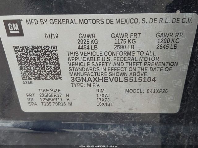 3GNAXHEV0LS515104 Chevrolet Equinox Fwd Ls
