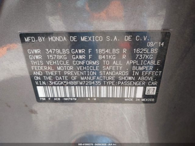 3HGGK5H88FM729435 Honda Fit Ex/ex-l