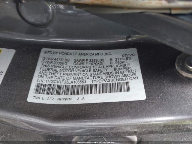 1HGCV1F35LA106563 Honda Accord Sport