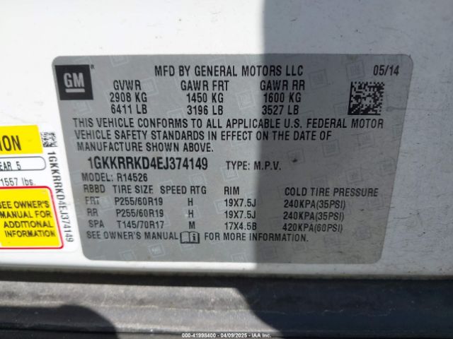 2014 GMC ACADIA 1GKKRRKD4EJ374149 Photo 8