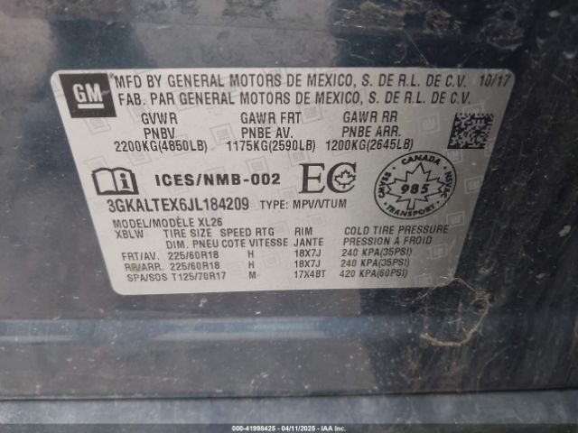 3GKALTEX6JL184209 GMC Terrain Sle