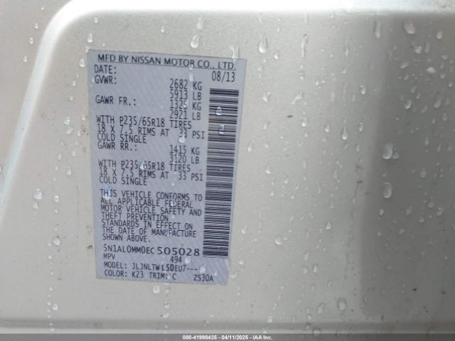 5N1AL0MM0EC505028 Infiniti QX60