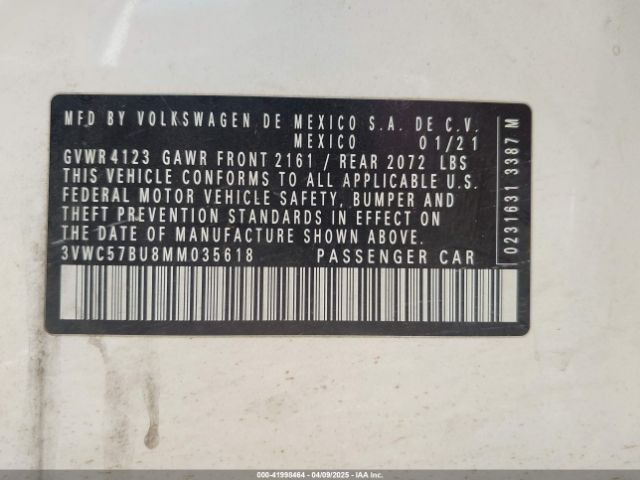 2021 VOLKSWAGEN JETTA 3VWC57BU8MM035618 Photo 8