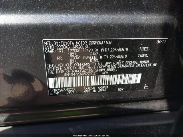 JTME6RFV5ND527043 Toyota Rav4 Hybrid Xse