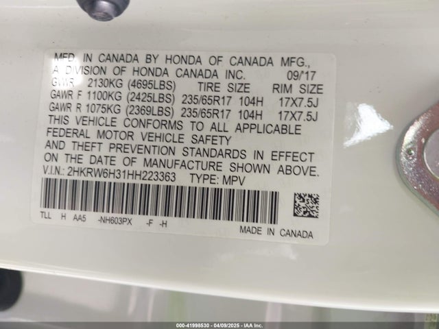2HKRW6H31HH223363 Honda CR-V LX
