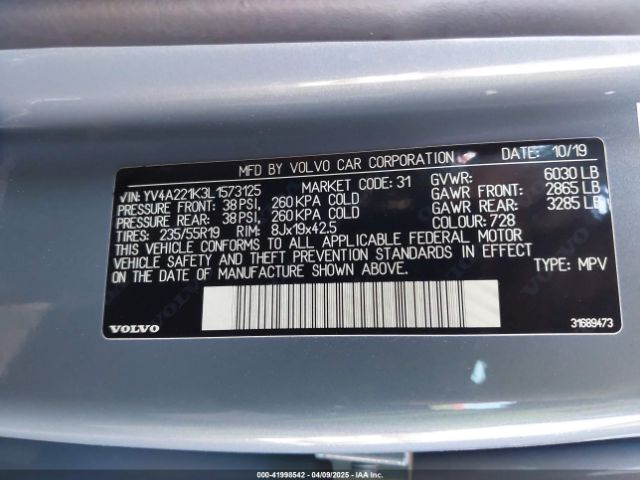 YV4A221K3L1573125 Volvo Xc90 T6 Momentum 6 Passenger