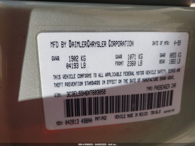 1999 CHRYSLER SEBRING 3C3EL55H6XT603058 Photo 8