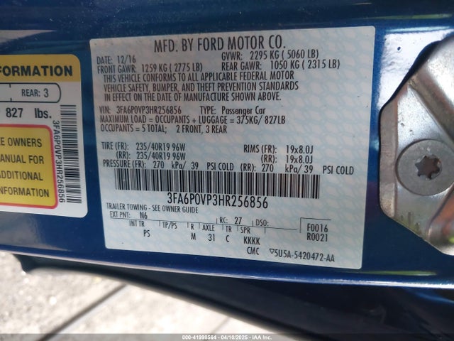 3FA6P0VP3HR256856 Ford Fusion Sport