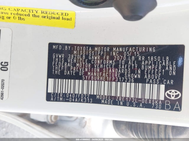 Toyota Corolla S 2015 5YFBURHE1FP317236 Image 9