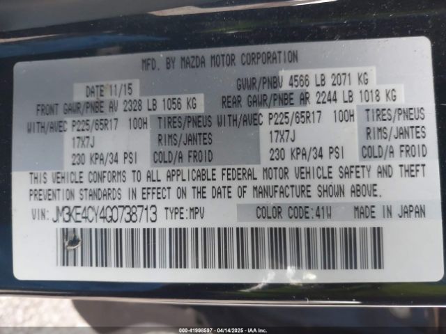 JM3KE4CY4G0738713 Mazda Cx-5 Touring