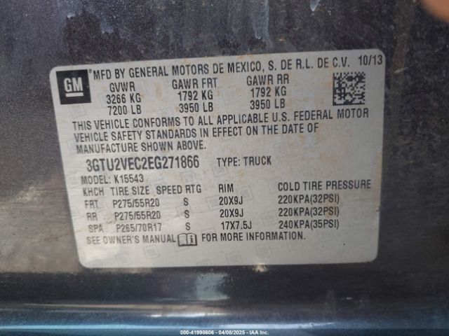 3GTU2VEC2EG271866 GMC Sierra 1500 Slt